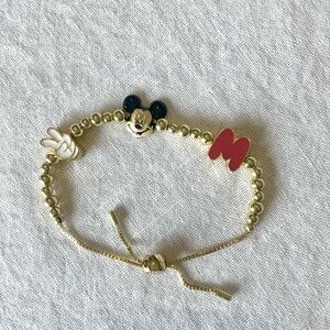 New! BaubleBar Adjustable Gold and Red Mickey Mouse Charm Bracelet